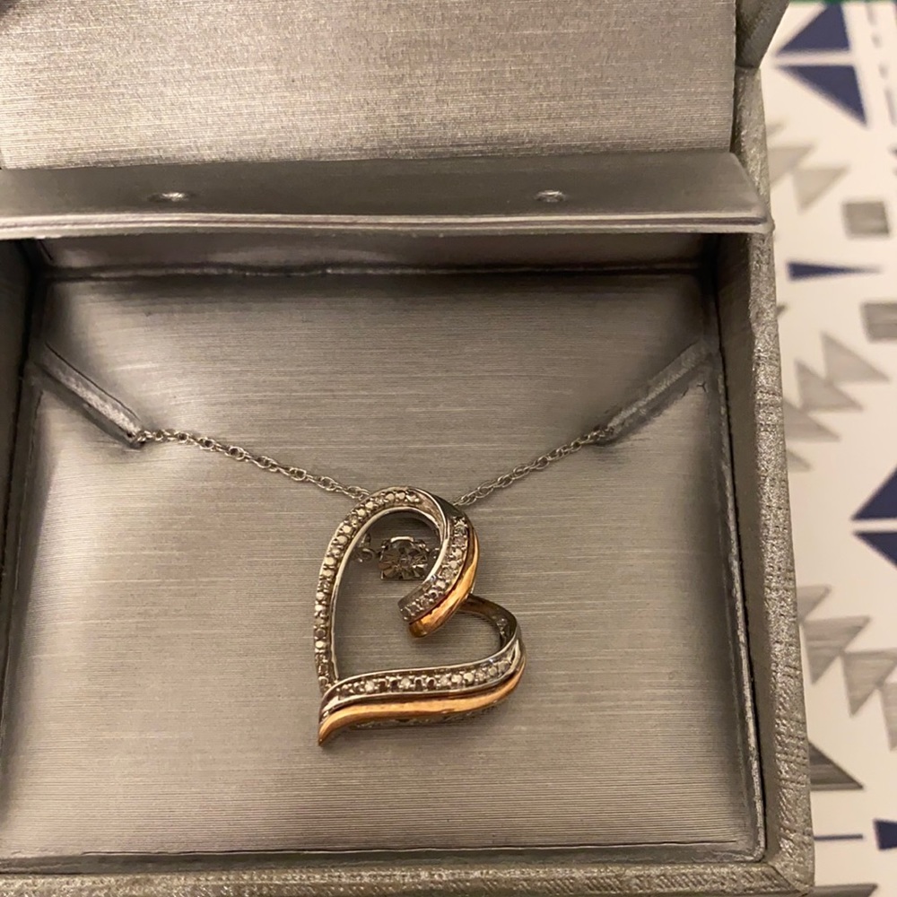 Diamond Accent Tilted Heart Pendant Necklace